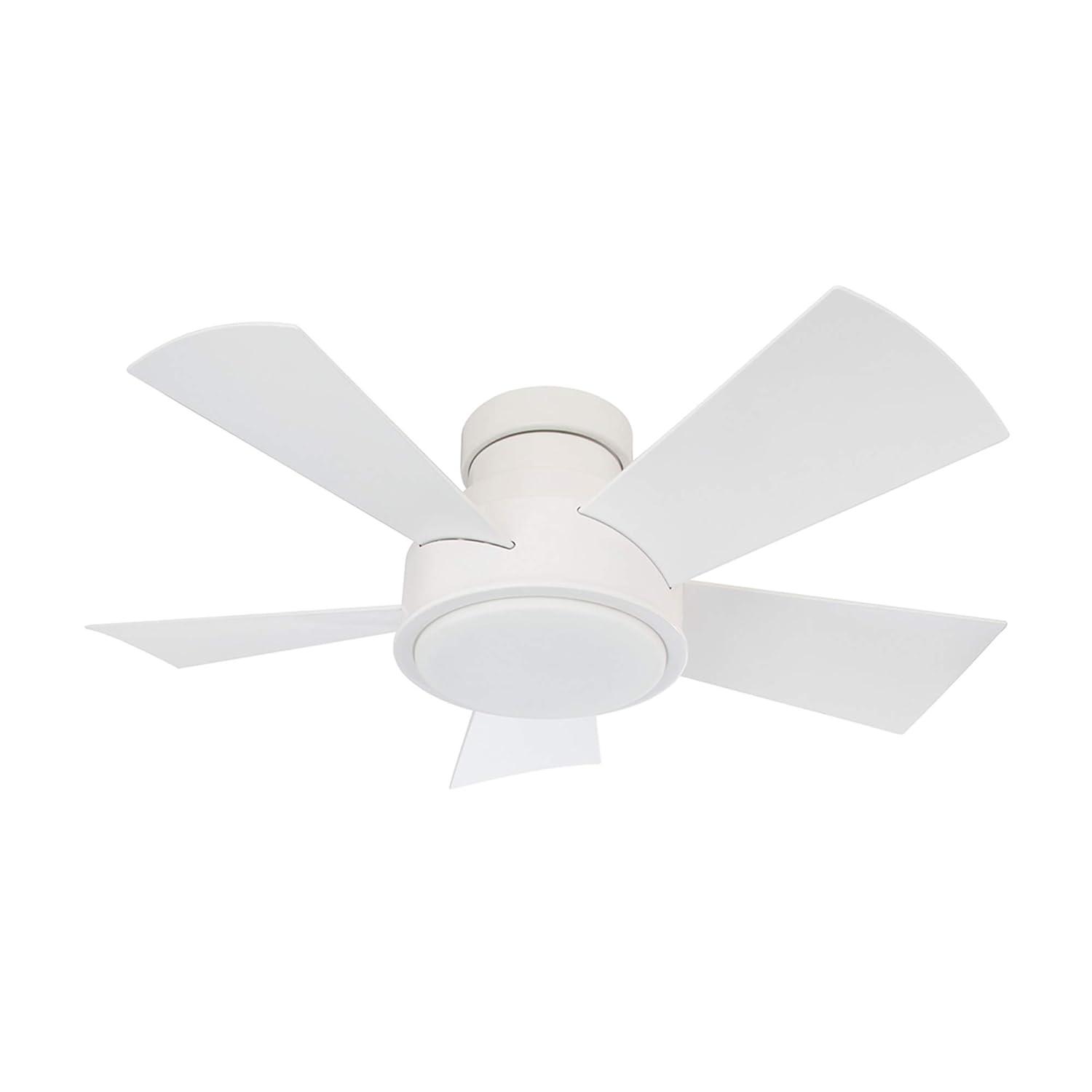Vox 5 - Blade Indoor/Outdoor Smart Flush Mount Ceiling Fan with Remote Control and LED Light Kit, Works With Alexa and iOS or Android App