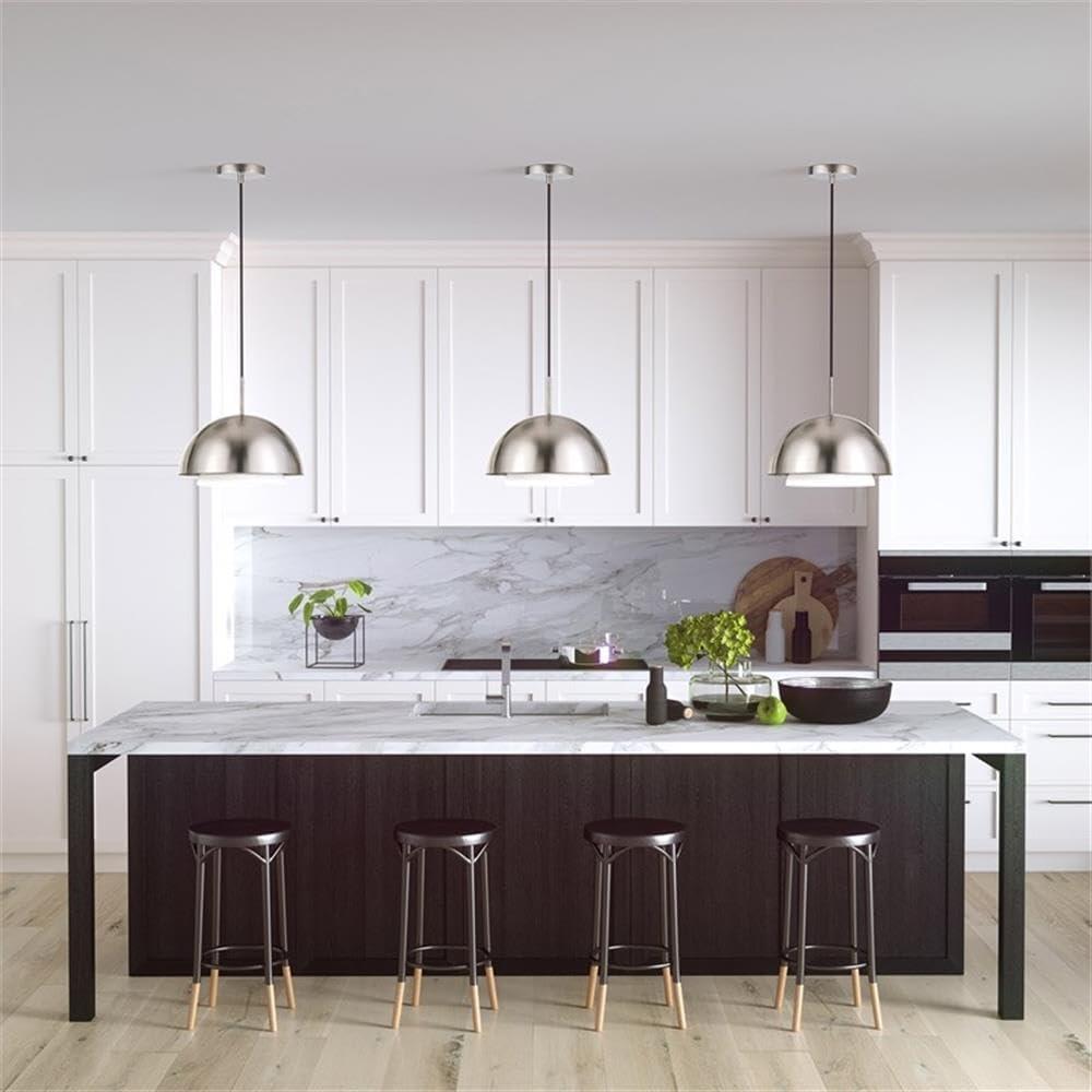Evelyn&Zoe 15" Brushed Nickel Metal/Glass Pendant