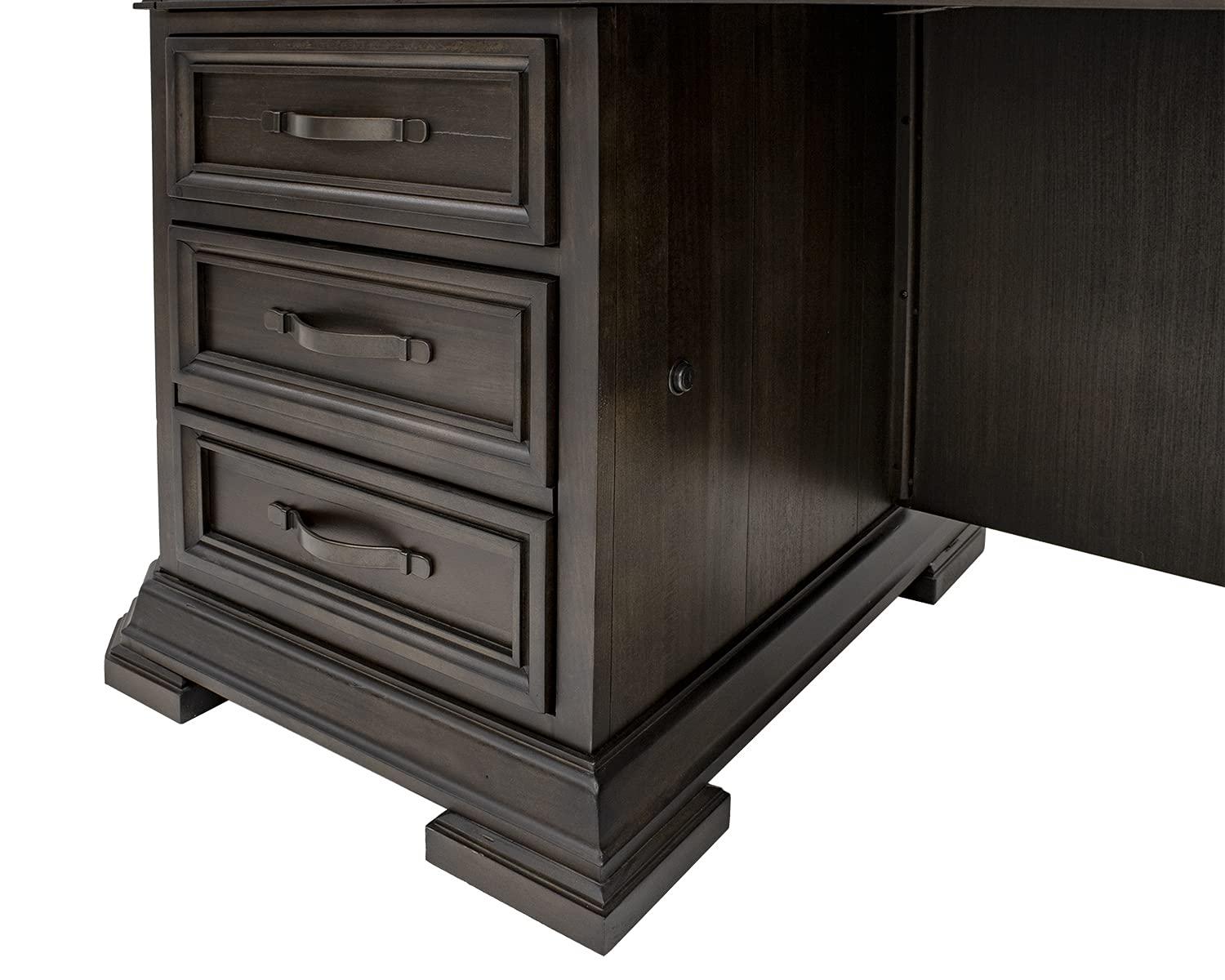 Sonoma Double Pedestal Desk Brown - Martin Furniture: Antique Bronze Hardware, Wood Veneer, No Assembly Required