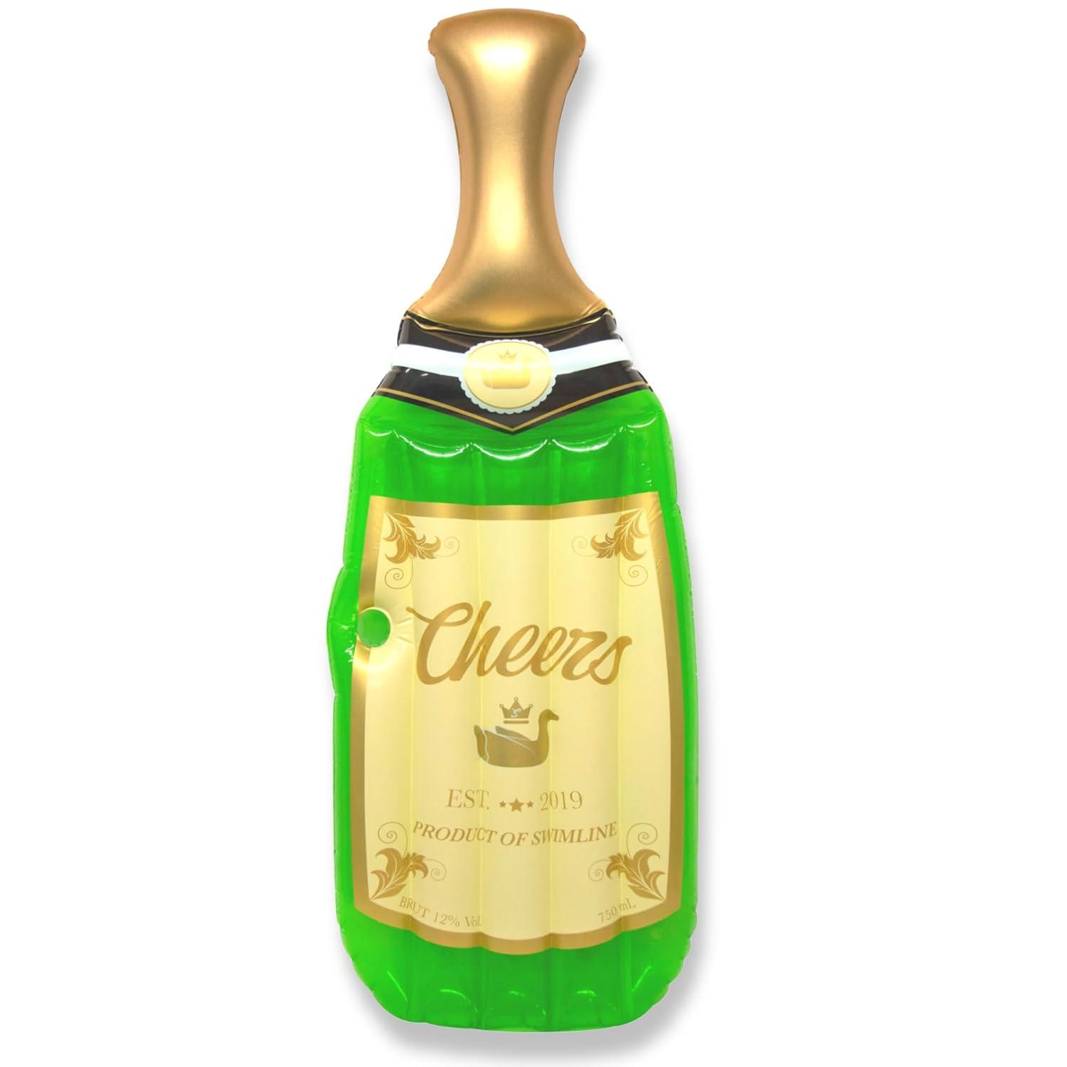 Swimline 90661M Giant 86" Inflatable Cheers Bubbly Champagne Pool Float or Lake Raft Lounger for 1 Person, Green & Gold