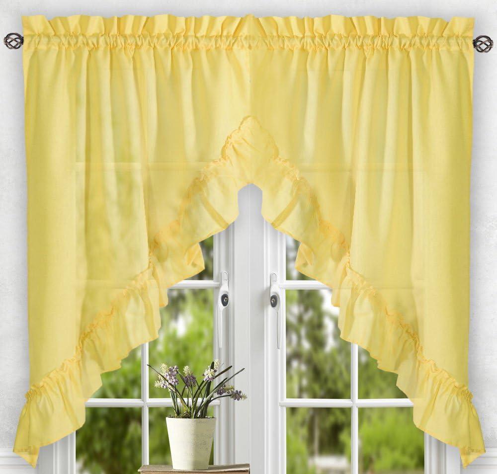 Ellis Stacey 1.5" Rod Pocket High Quality Fabric Solid Color Window Balloon Valance 60"x15" Yellow