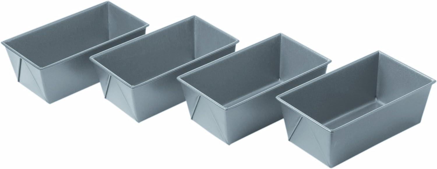 Set of 4 Gray Non-Stick Mini Aluminum Loaf Pans