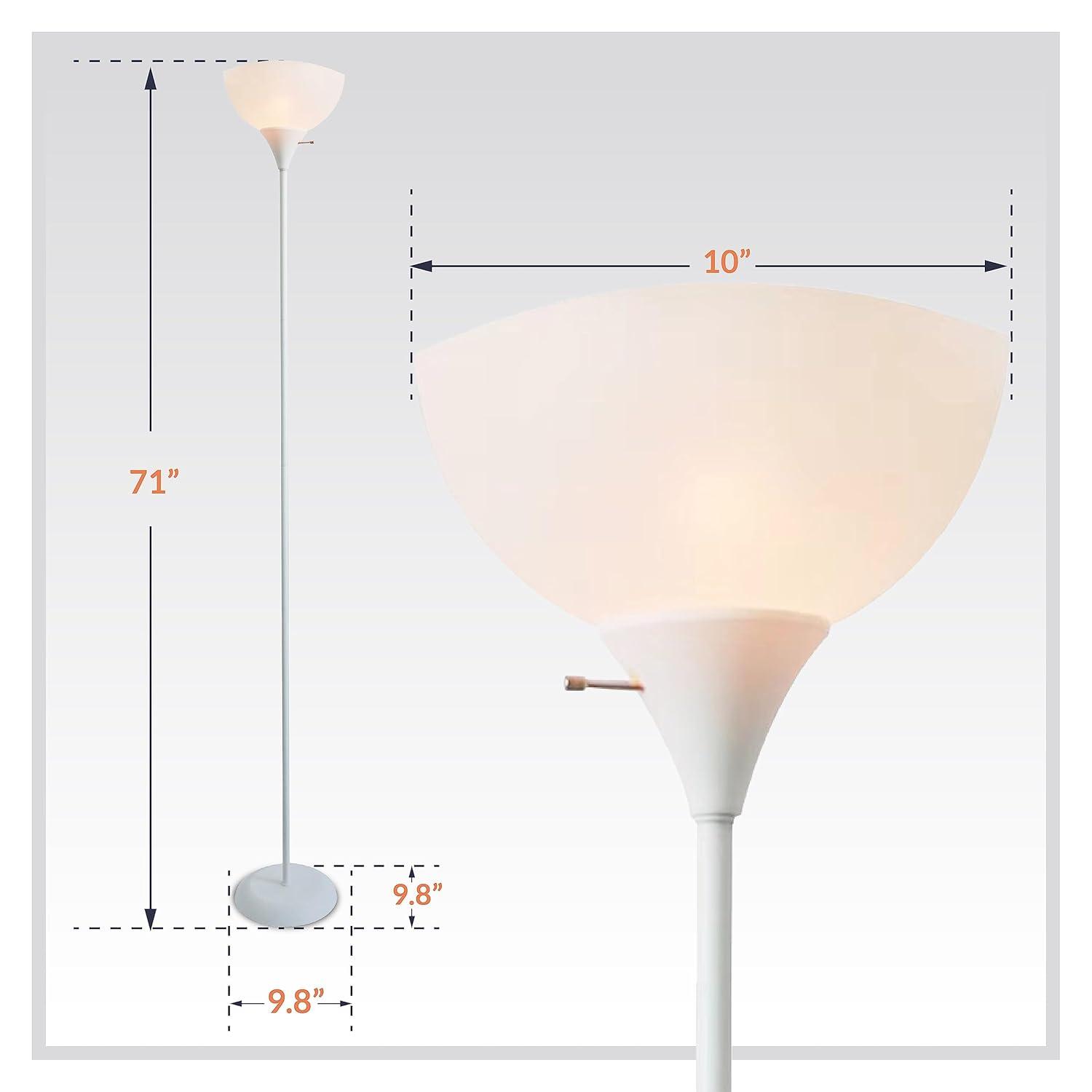 Newhouse Lighting 71” Modern White Energy Efficient Floor Lamp with White Torchiere Shades
