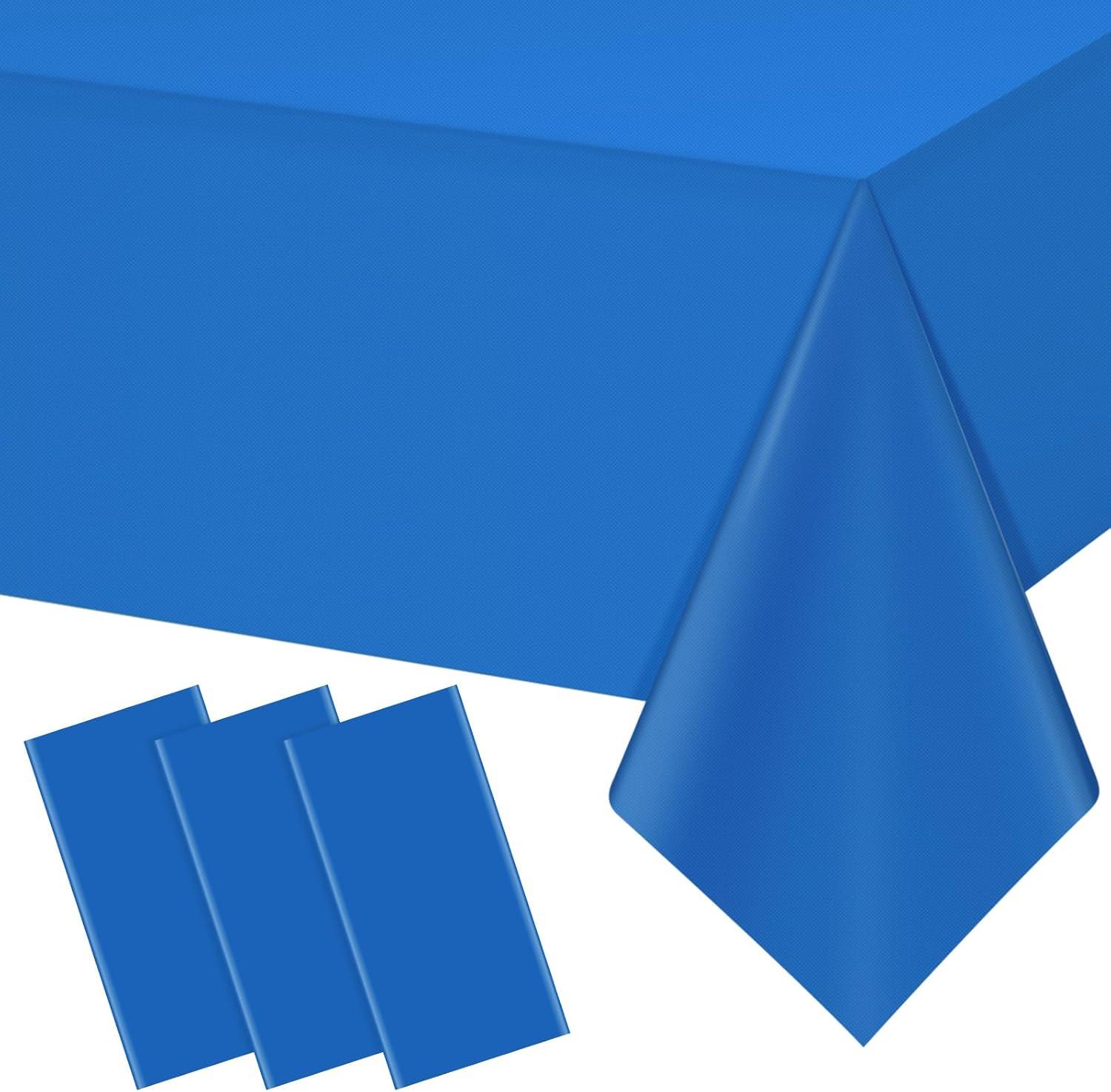 6 Pack Plastic Royal Blue Tablecloth for Parties, Rectangular Table Decorations, 54 x 108 Inches, Disposable Table Cover for Birthday, Graduation Party Supplies