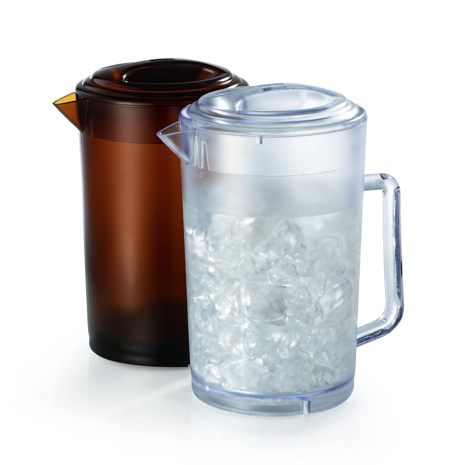 G.E.T. P-3064-1-A-EC BPA-Free Textured Scratch-Resistant Plastic Pitcher with Lid, 2 Quart, Clear