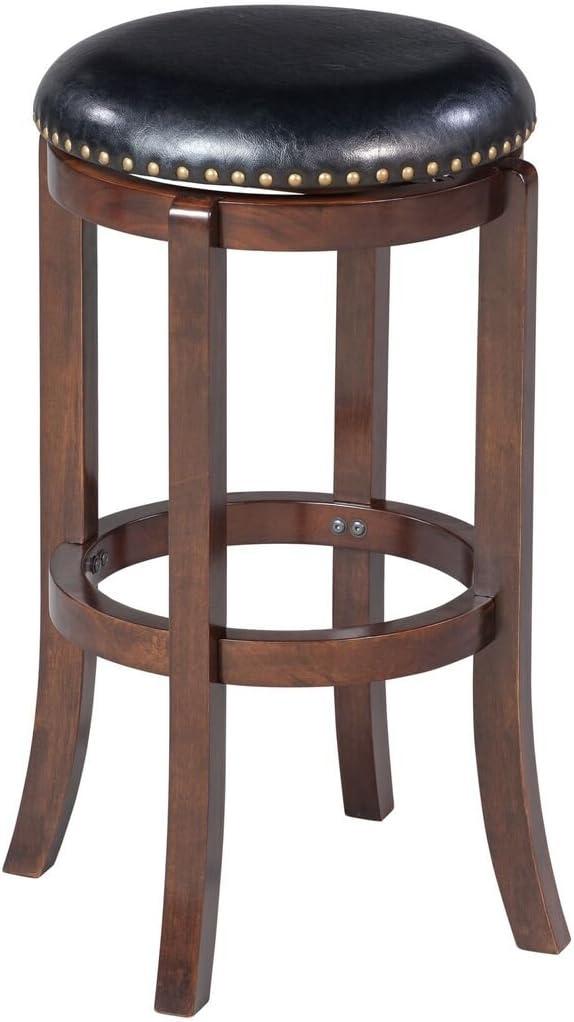 Boraam Cordova Bar Height Backless Swivel Wood Bar Stool, Cappuccino Finish