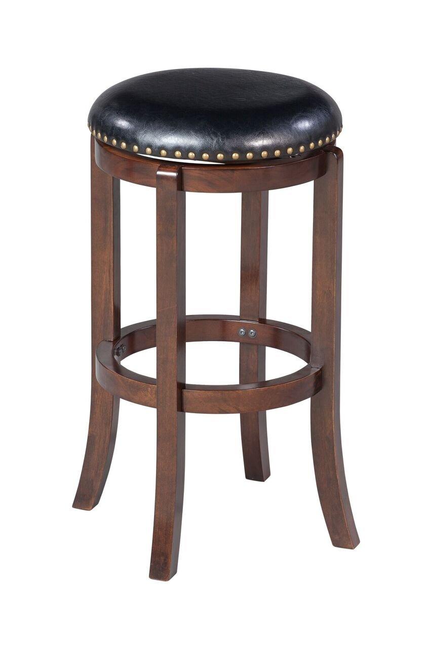 Boraam Cordova Bar Height Backless Swivel Wood Bar Stool, Cappuccino Finish