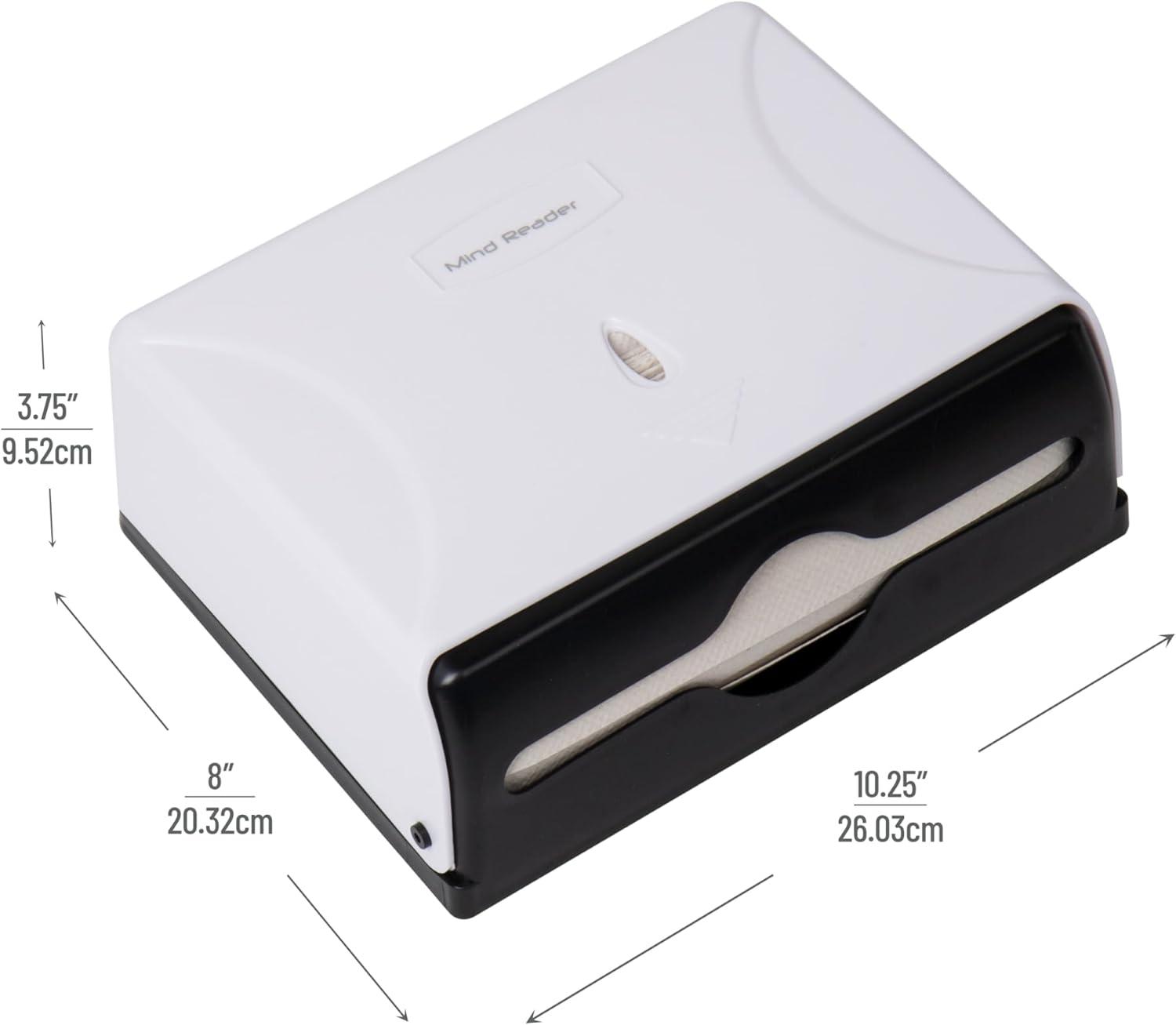 Mind Reader Multifold Paper Towel Dispenser, Paper Towel Holder, Restroom, Wall Mount, Set of 3, White