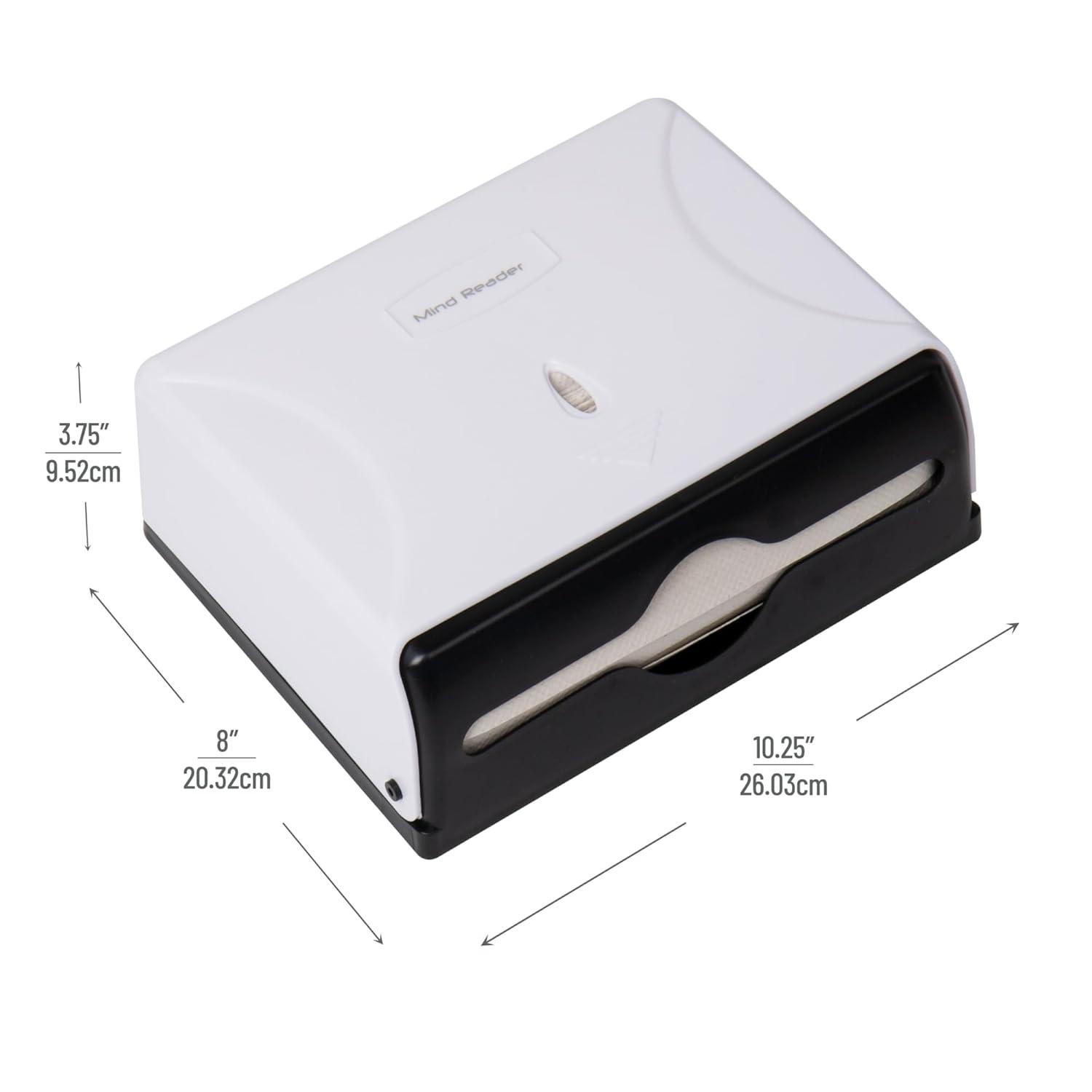Mind Reader Multifold Paper Towel Dispenser, Paper Towel Holder, Restroom, Wall Mount, Set of 3, White