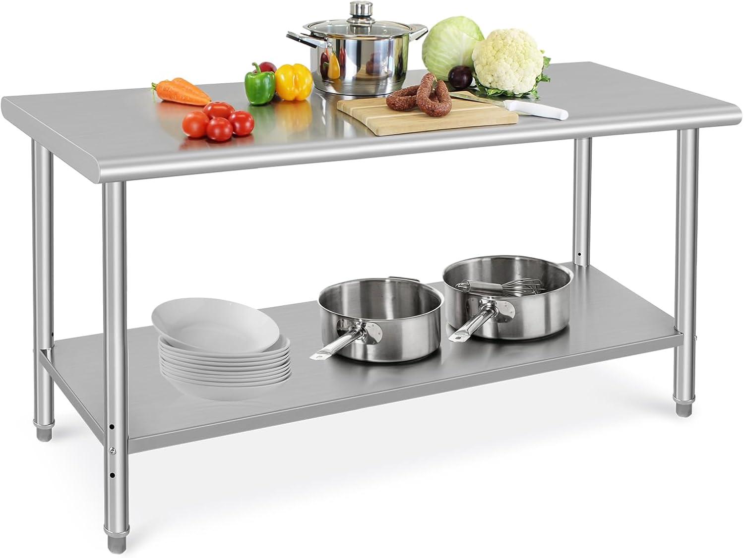 60 x 24 Inch Stainless Steel Commercial Prep Table with Undershelf