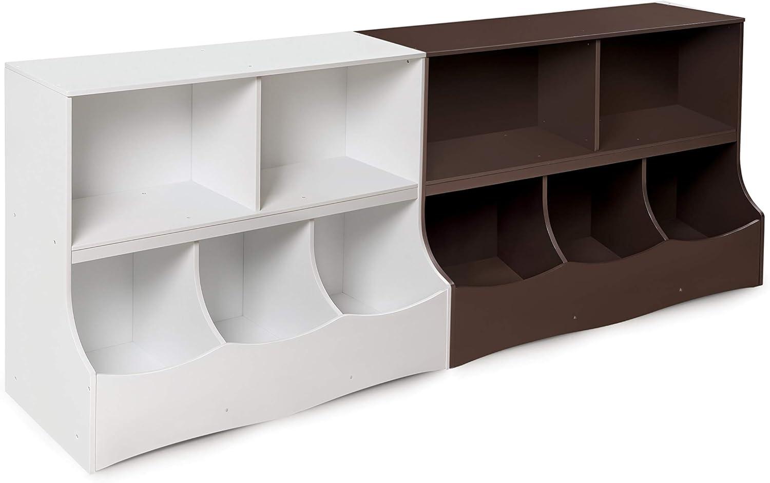 White MDF Kids Toy Storage Organizer with Cubby Bins