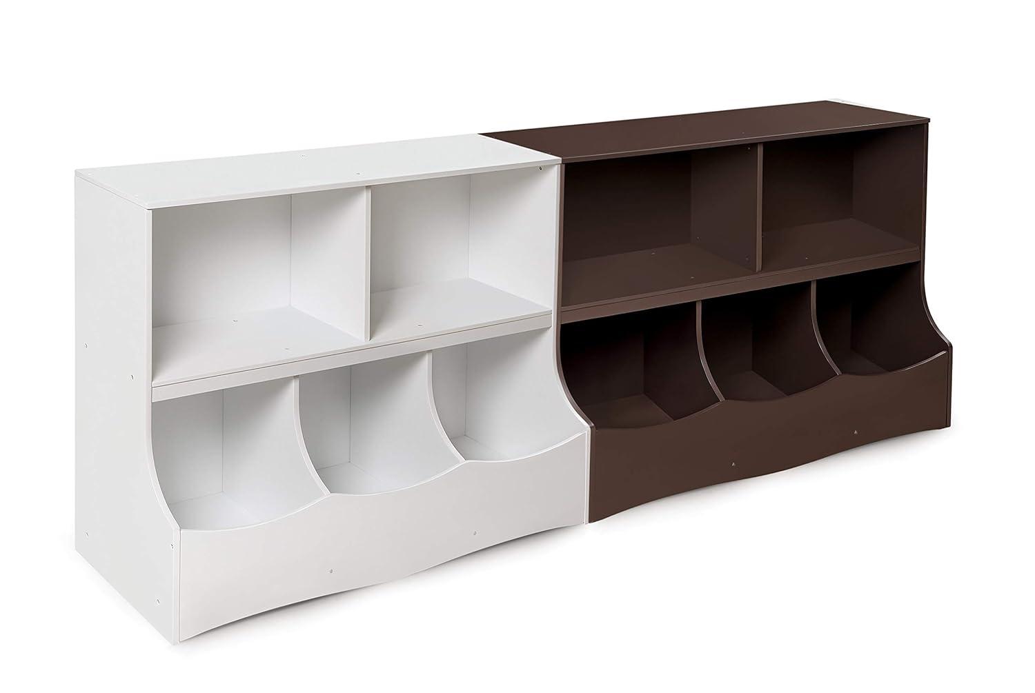 White MDF Kids Toy Storage Organizer with Cubby Bins