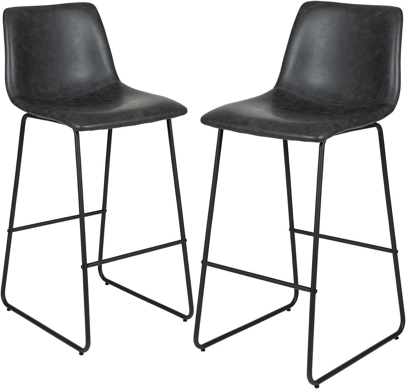 Flash Furniture 30 Inch Commercial Grade LeatherSoft Bar Height Barstools, Set of 2