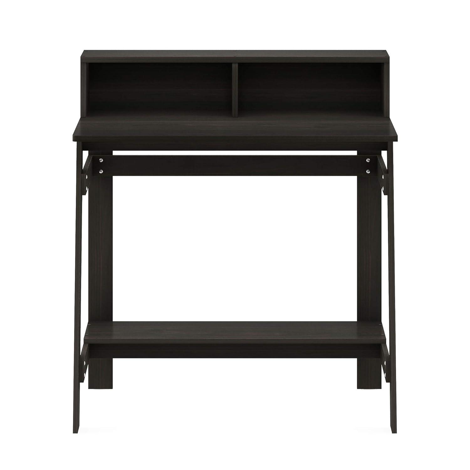 Espresso A-Frame Computer Desk with Hutch and Drawer
