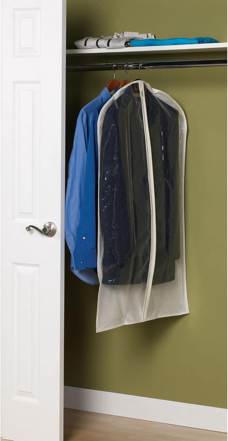 Suit Protector Garment Bag, Canvas Backing and Clear Front, Convenient Full-Length Zipper