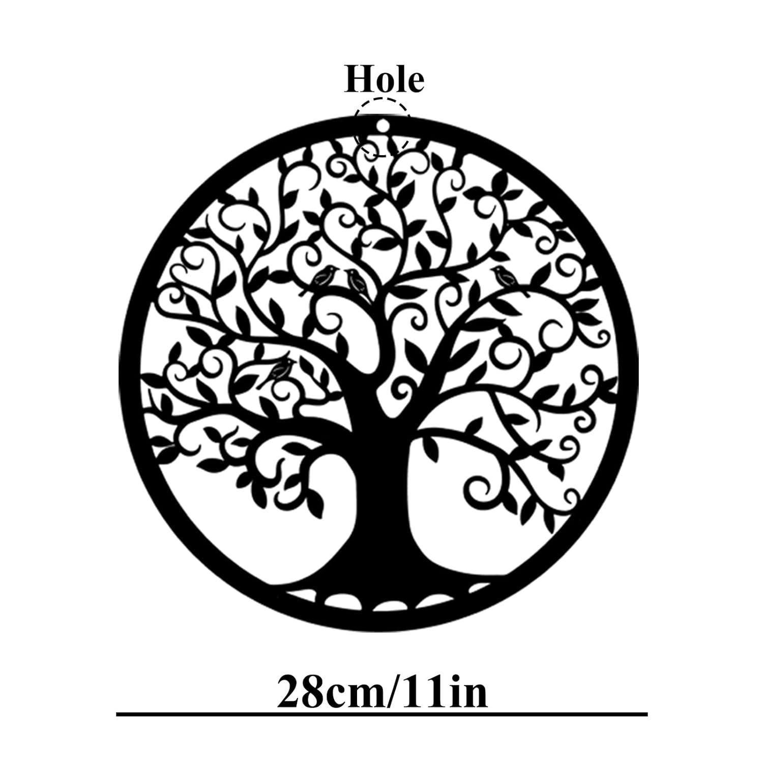 RESACO Tree of Life Wall Art Metal Tree Life Wall Decor Family Tree Wall Plaque 11 Inches Tree of Life Wall Hanging for Bathroom Kitchen Living Room Bedroom Indoor Outdoor(Black)