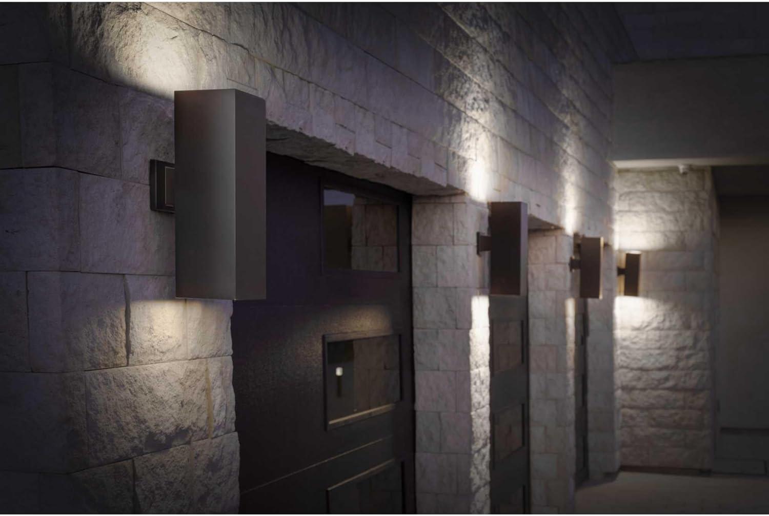 Progress Lighting, Outdoor Square, 2-Light Wall Light, Antique Bronze, Aluminum, Halogen, Damp Rated