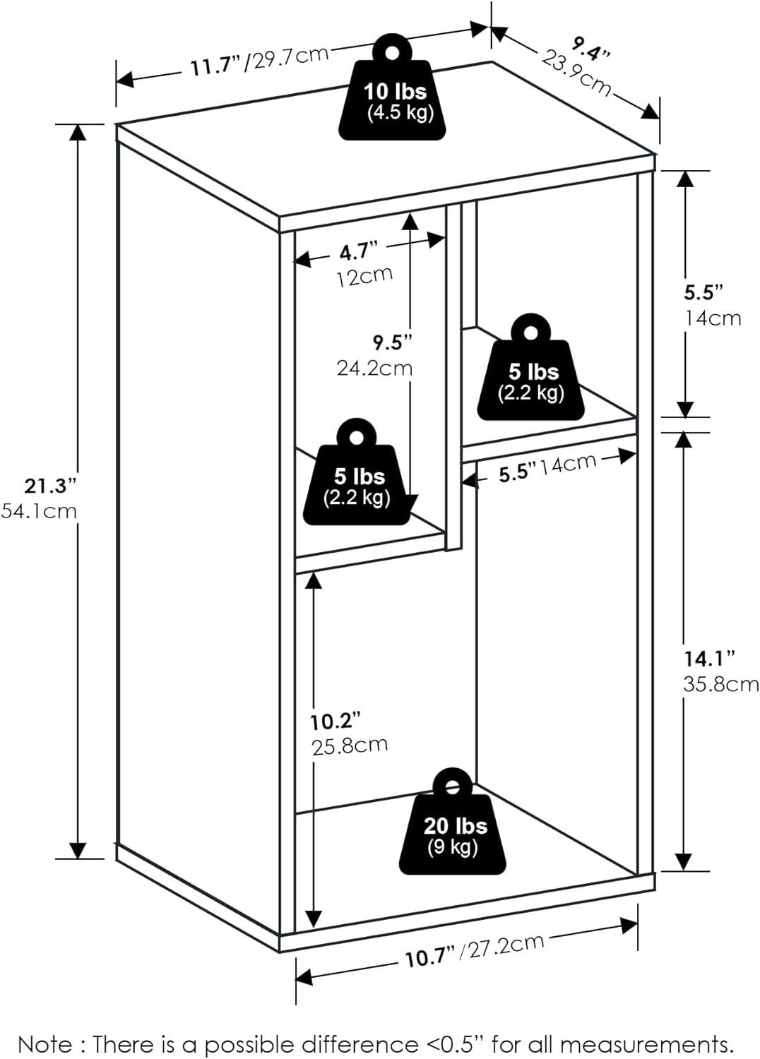 Furinno Daly 3-Cube Irregular Cubes Bookcase, Bookshelf, Storage Organizer, Espresso