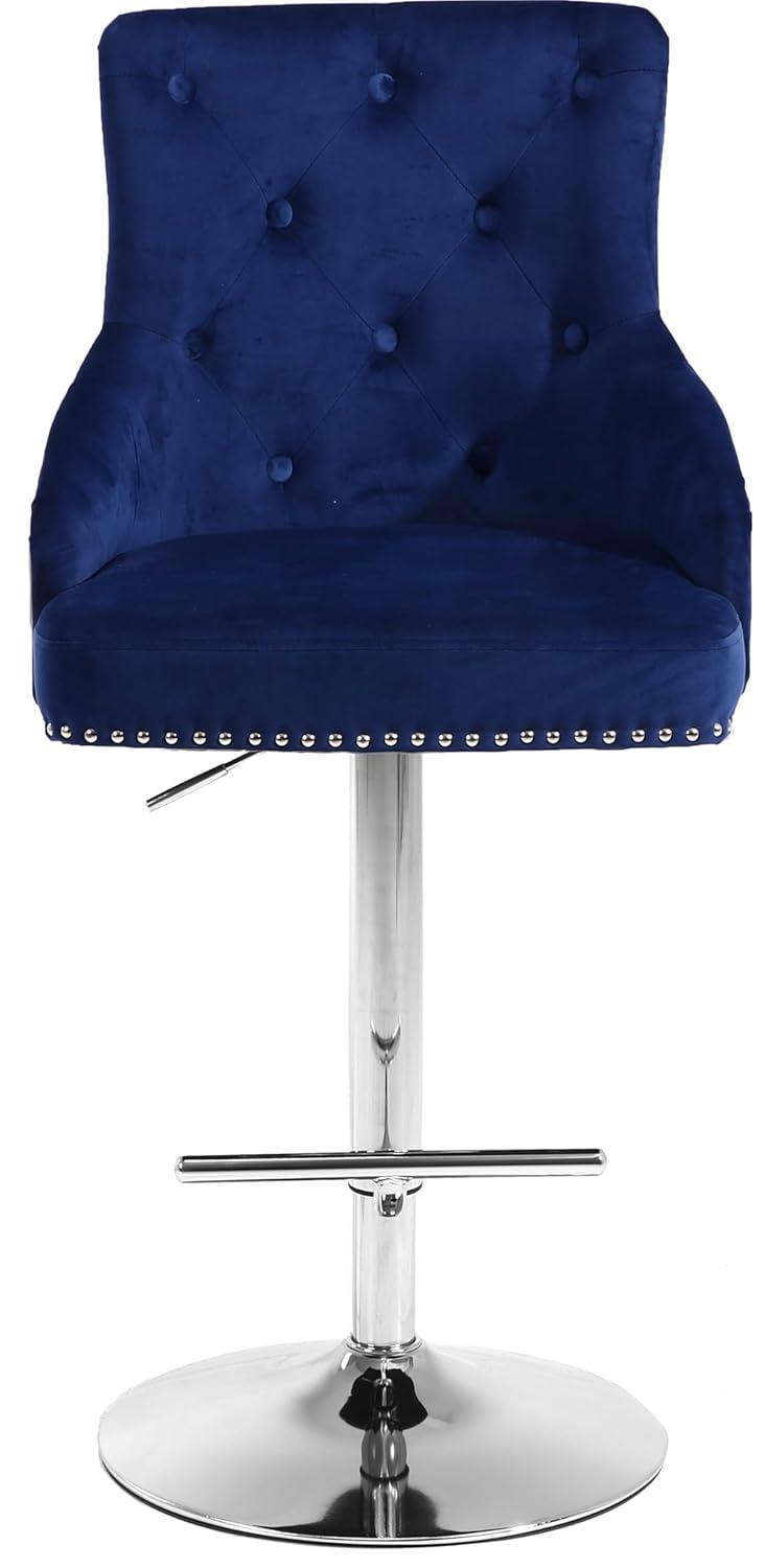 Meridian Furniture Claude 34.5"H Velvet Adjustable Bar Stool in Navy