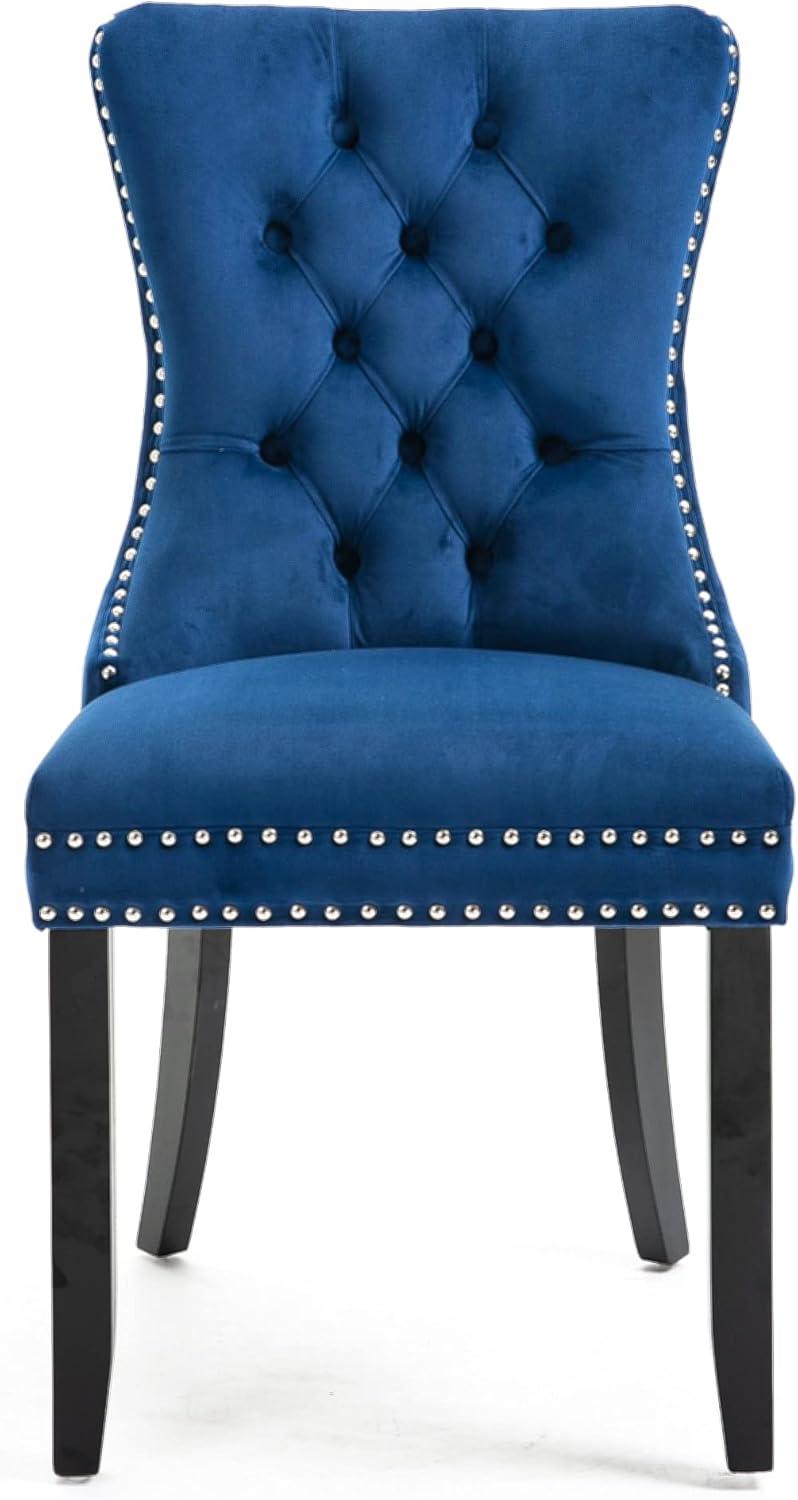 Rhomtree Glam Wood Solid Print Dining Side Chairs, Blue (Set of 6)