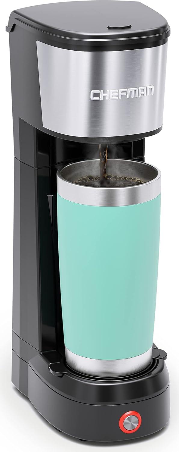 Compact Black and Stainless Steel Drip Coffee Maker with Reusable Filter