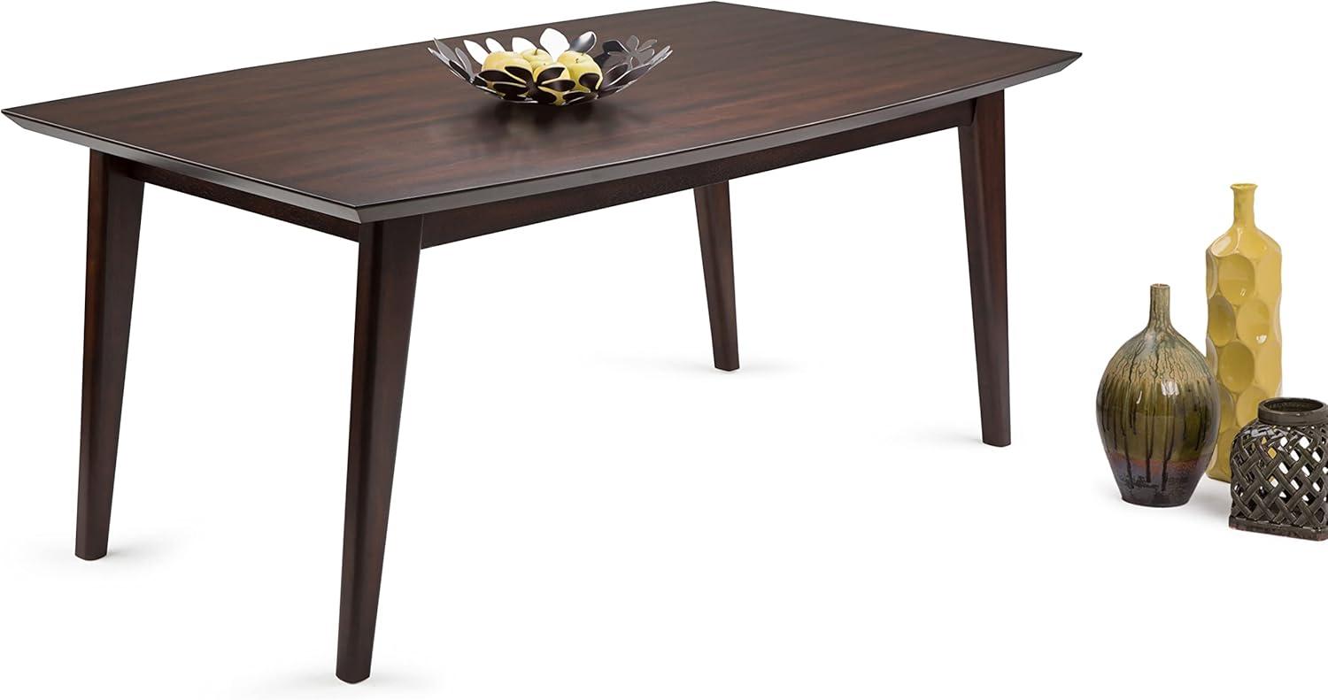 Draper 66'' Java Brown Solid Hardwood Mid-Century Modern Dining Table