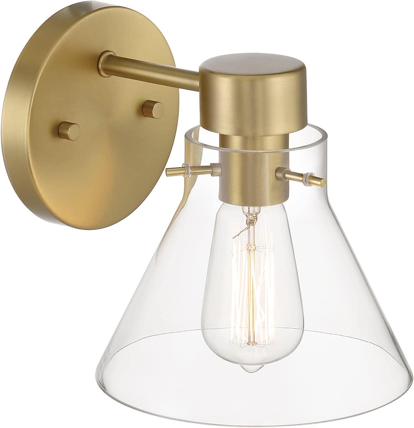 Willow Creek 7.5 inch Brushed Gold Wall Sconce with Clear Glass Shade