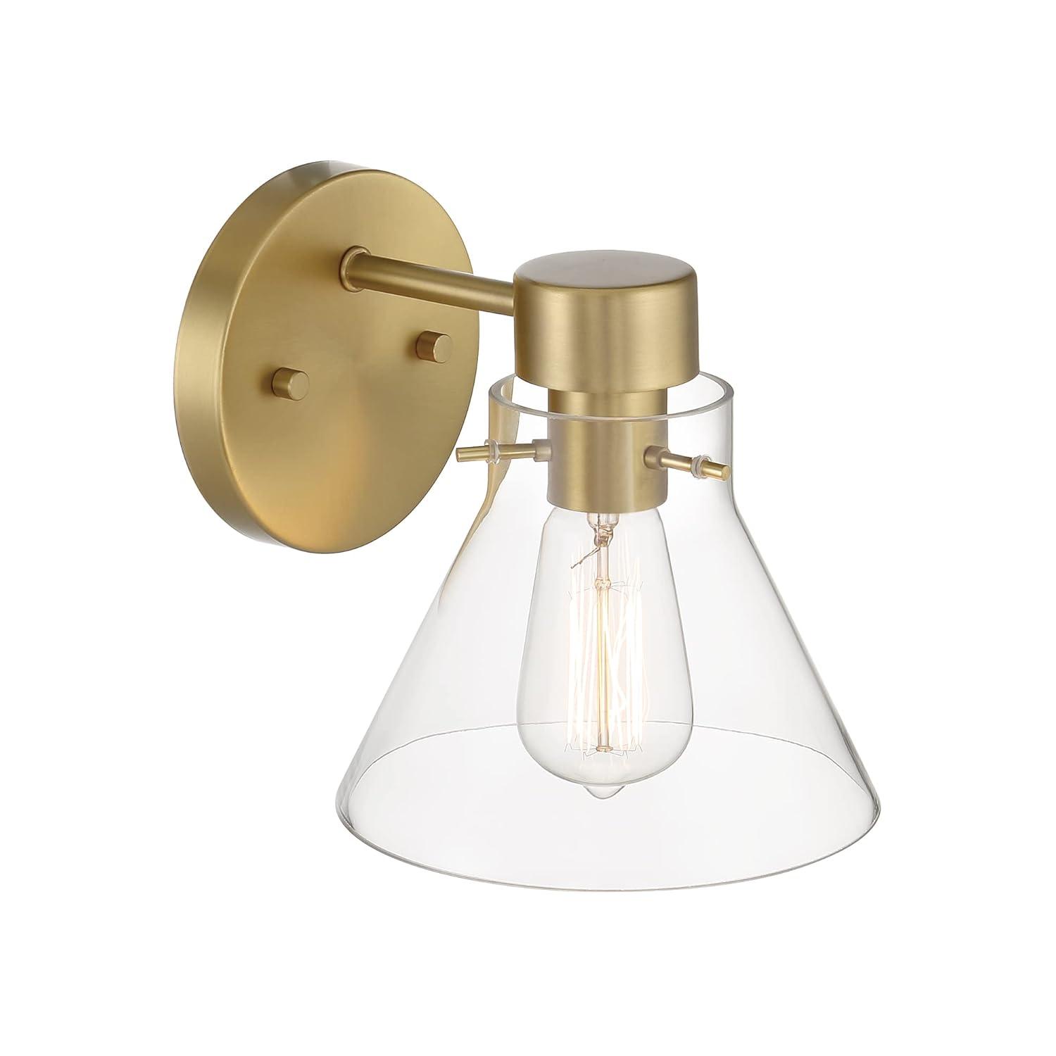 Willow Creek 7.5 inch Brushed Gold Wall Sconce with Clear Glass Shade