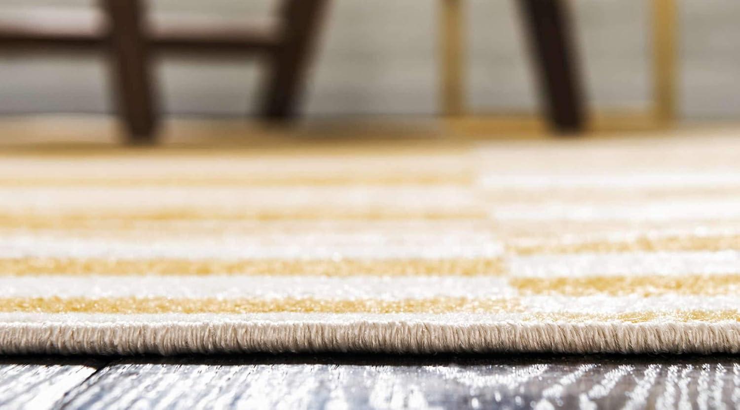 Unique Loom Williamsburg Collection Area Rug - Striped (4' 1" x 6' 1" Rectangle Yellow/Ivory)