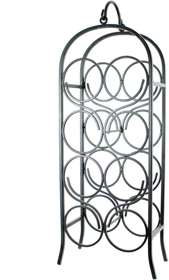 Black Wrought Iron 8-Bottle Floor Standing Wine Rack