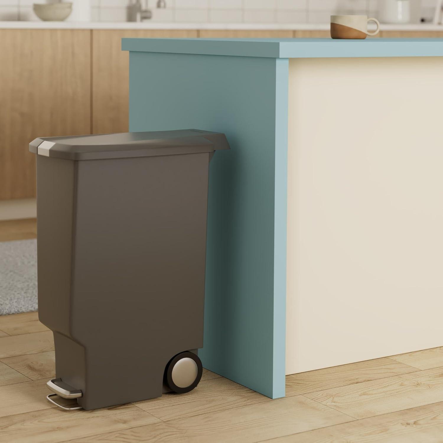 simplehuman 40 Liter / 10.6 Gallon Slim Kitchen Step Trash Can with Secure Slide Lock, Plastic