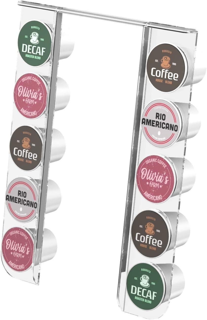 GALVANOX Acrylic K Cup Organizer - Fits the Keurig K-Mini/K Mini-Plus (ONLY), Space Saving Pod Holder for Single Serve Coffee Makers, 10 Pod Capacity (Machine is NOT included)