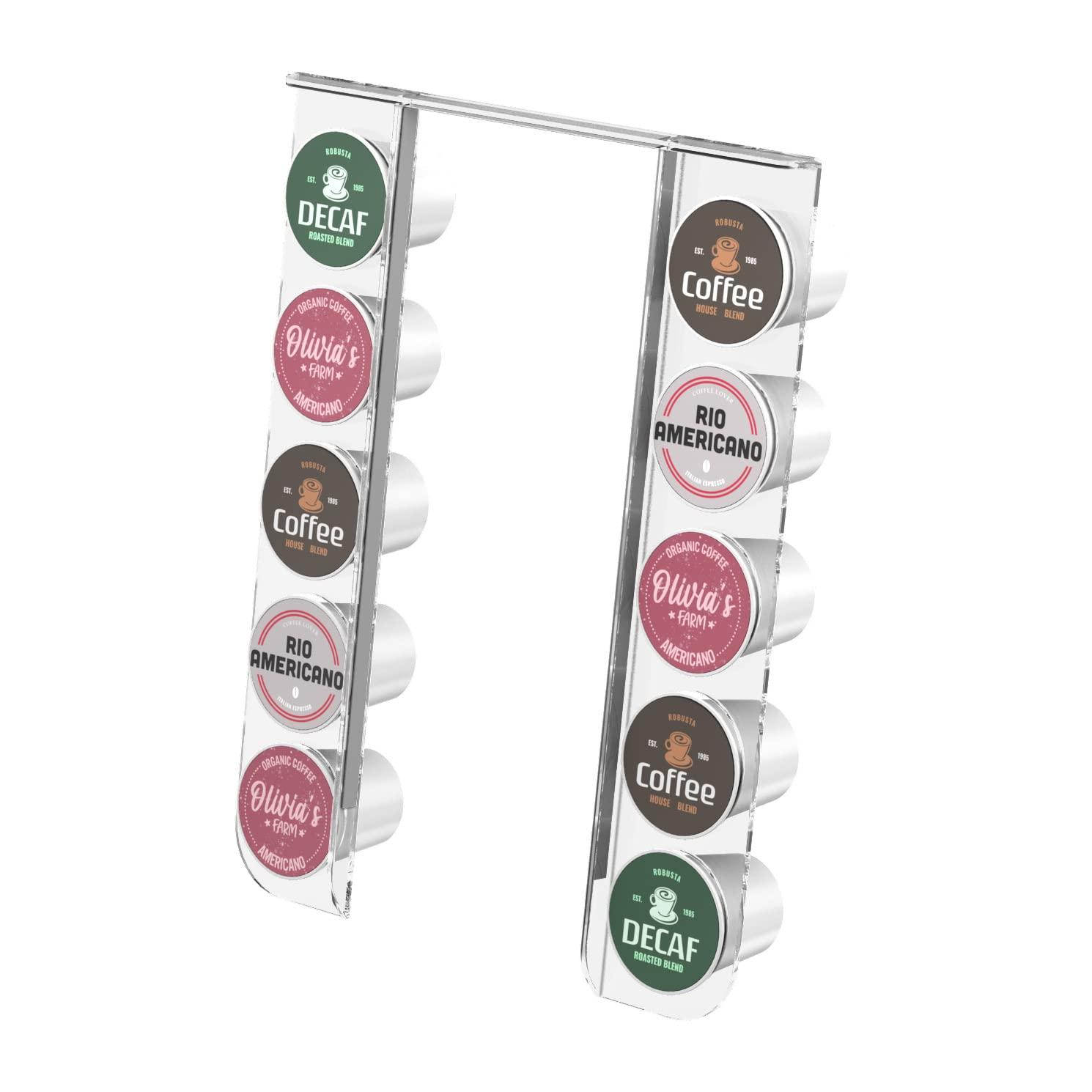 GALVANOX Acrylic K Cup Organizer - Fits the Keurig K-Mini/K Mini-Plus (ONLY), Space Saving Pod Holder for Single Serve Coffee Makers, 10 Pod Capacity (Machine is NOT included)