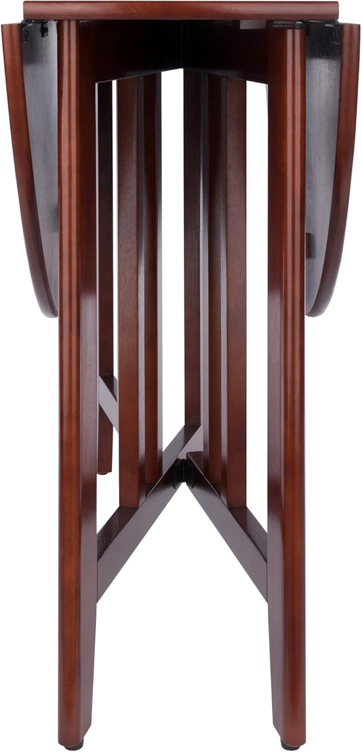 42" Alamo Round Double Drop Leaf Dining Table Wood/Walnut - Winsome: Hardwood Frame, Seats 4, Criss Cross Base