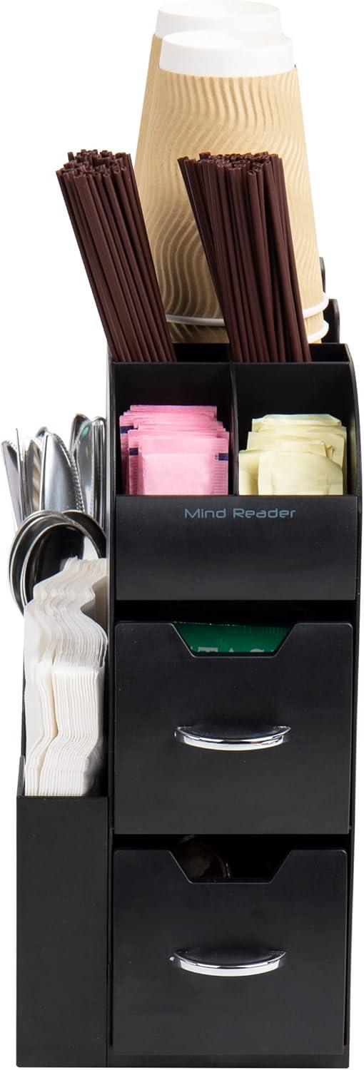 Mind Reader Cup and Condiment Station, Countertop Organizer, Coffee Bar, Kitchen, 5.35"L x 11.25"W x 11.15"H, 2-Pack