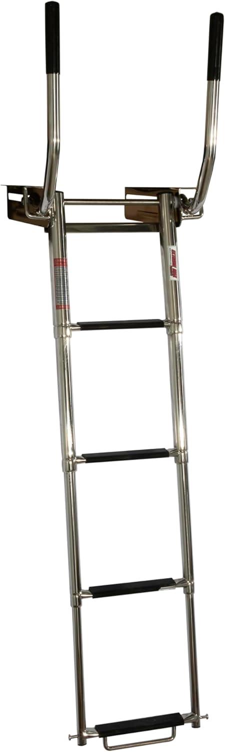 Extreme Max 3006.8804 Undermount Telescoping Pontoon, Dock, and Swim Raft Ladder with Hidden Handle and Rubber Grips - 4-Step