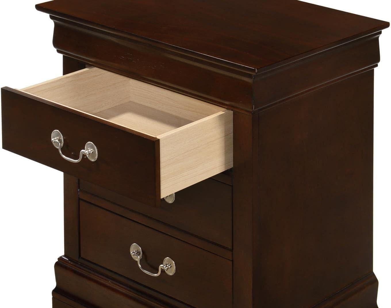 Cappuccino 3-Drawer Solid Wood Nightstand with Veneer Finish