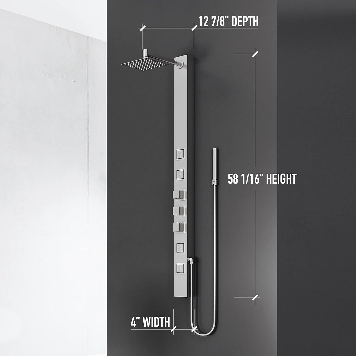 Sutton 58" H X 4" W EZDivert™ 4-Jet Shower System with Hand Shower Wand and Adjustable Shower Head