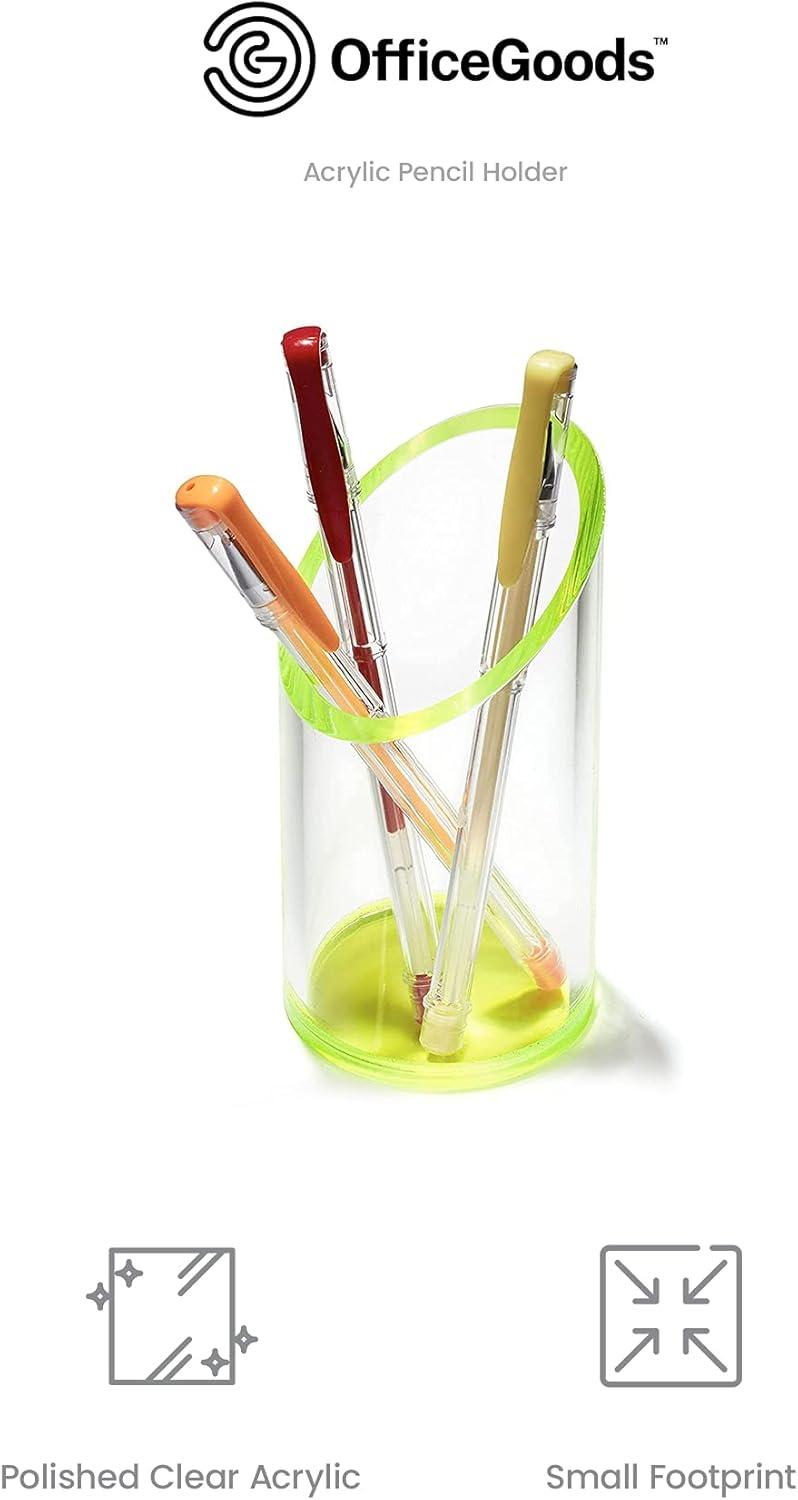 OfficeGoods Acrylic Pencil Holder, Neon Green