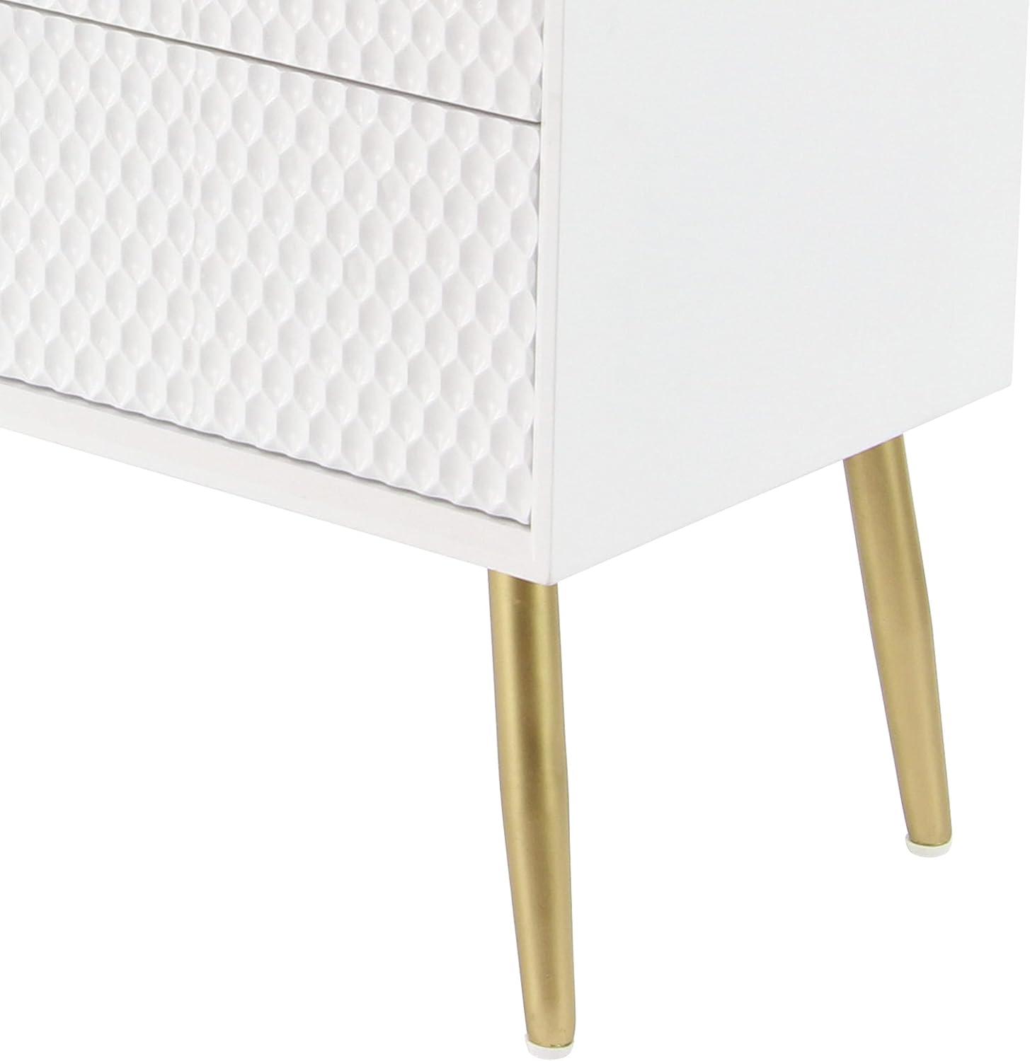 Modern White Wood and Metal 3-Drawer Storage Cabinet