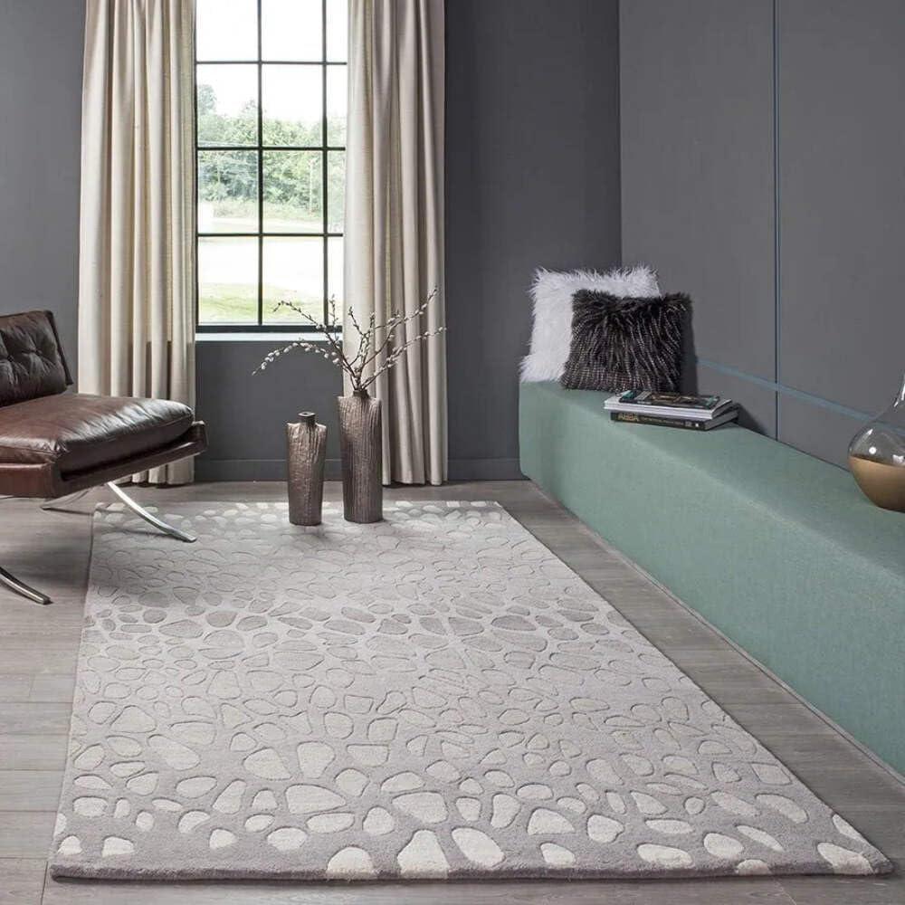 Silver Geometric Hand-Tufted Wool 8' x 10' Area Rug