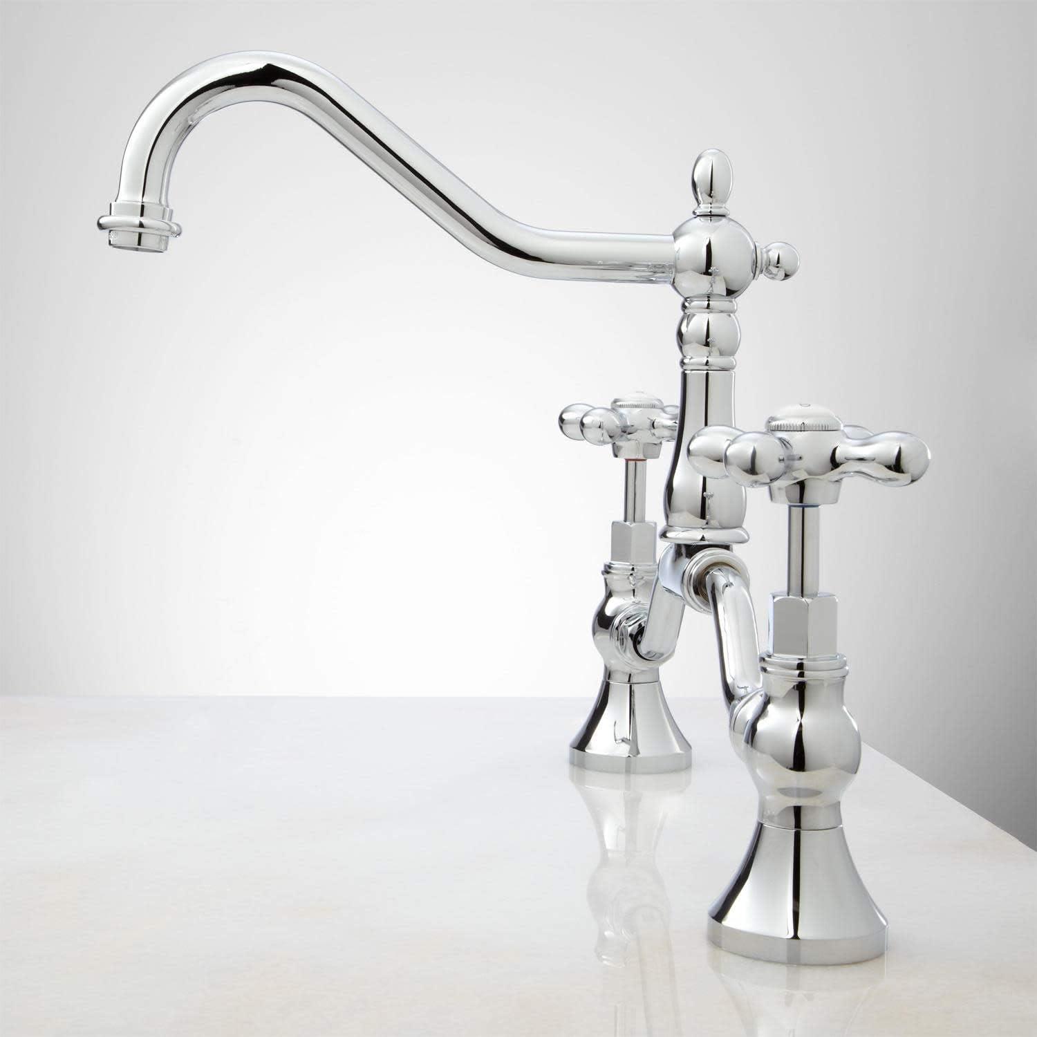 Elnora Chrome Bridge Bathroom Faucet with Cross Handles