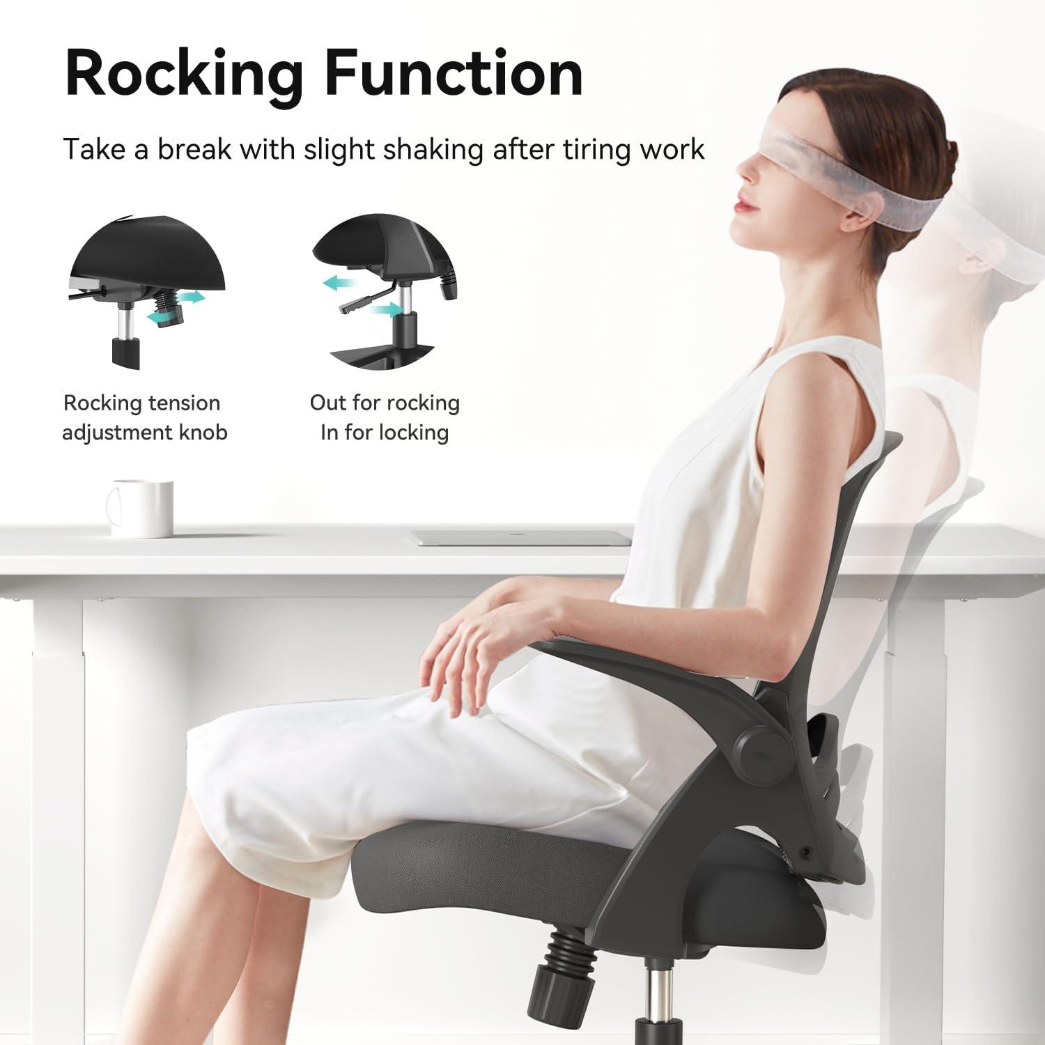 Black Mesh Ergonomic Swivel Task Chair with Adjustable Arms