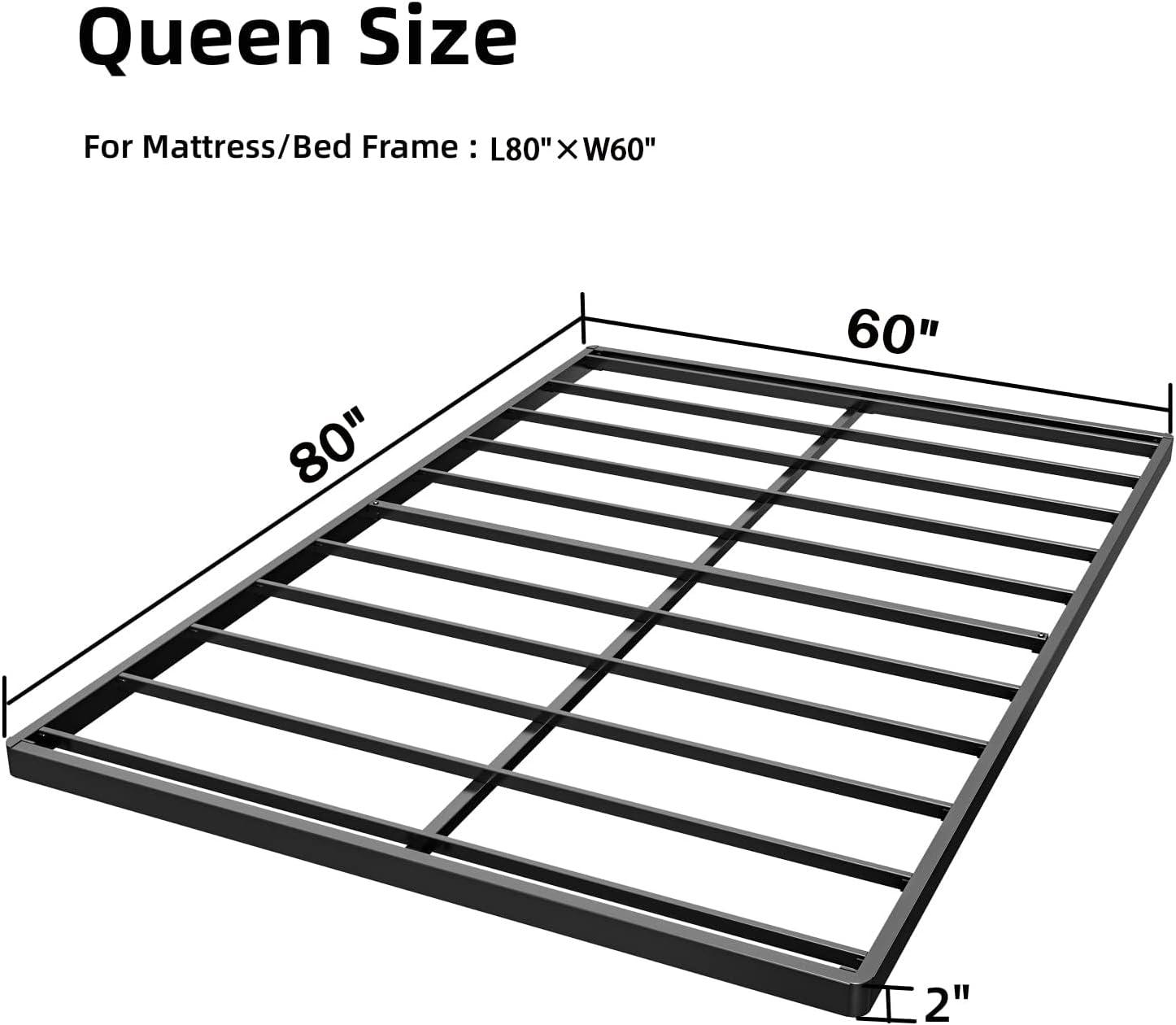 Bercht 2" Low Profile Metal Box Spring Bunkie Board, Thin Bed Slat Replacement(No legs)