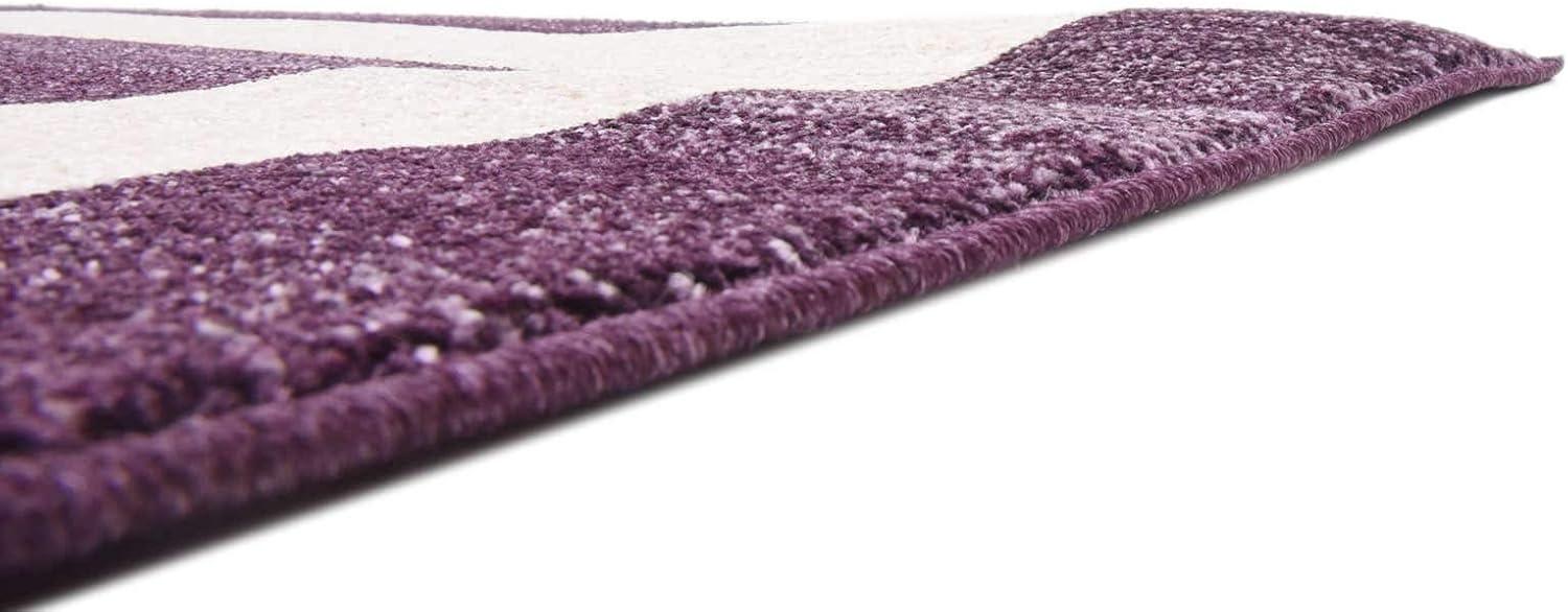 Violet and Ivory Square Tufted Synthetic Area Rug