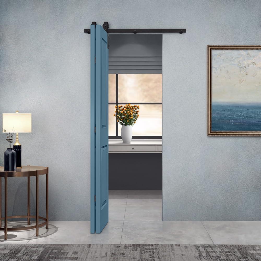 Calhome Paneled MDF Composite Bifold Barn Door with Installation Hardware Kit