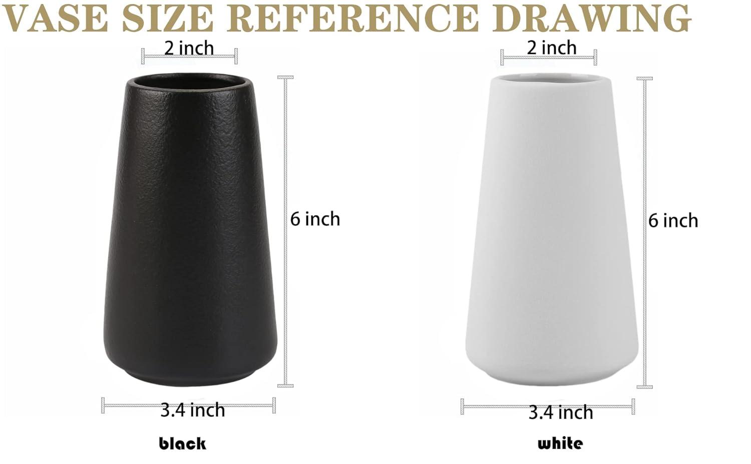 Simple Vase for Flowers Plants, Matte Vases for Modern Table Shelf Home Decor Wedding Boho Decor, 6" H Frosted Elegant Ceramic Vase for Pampas Grass Fluffy Stem Bouquet Lavender Flowers (White, 1)