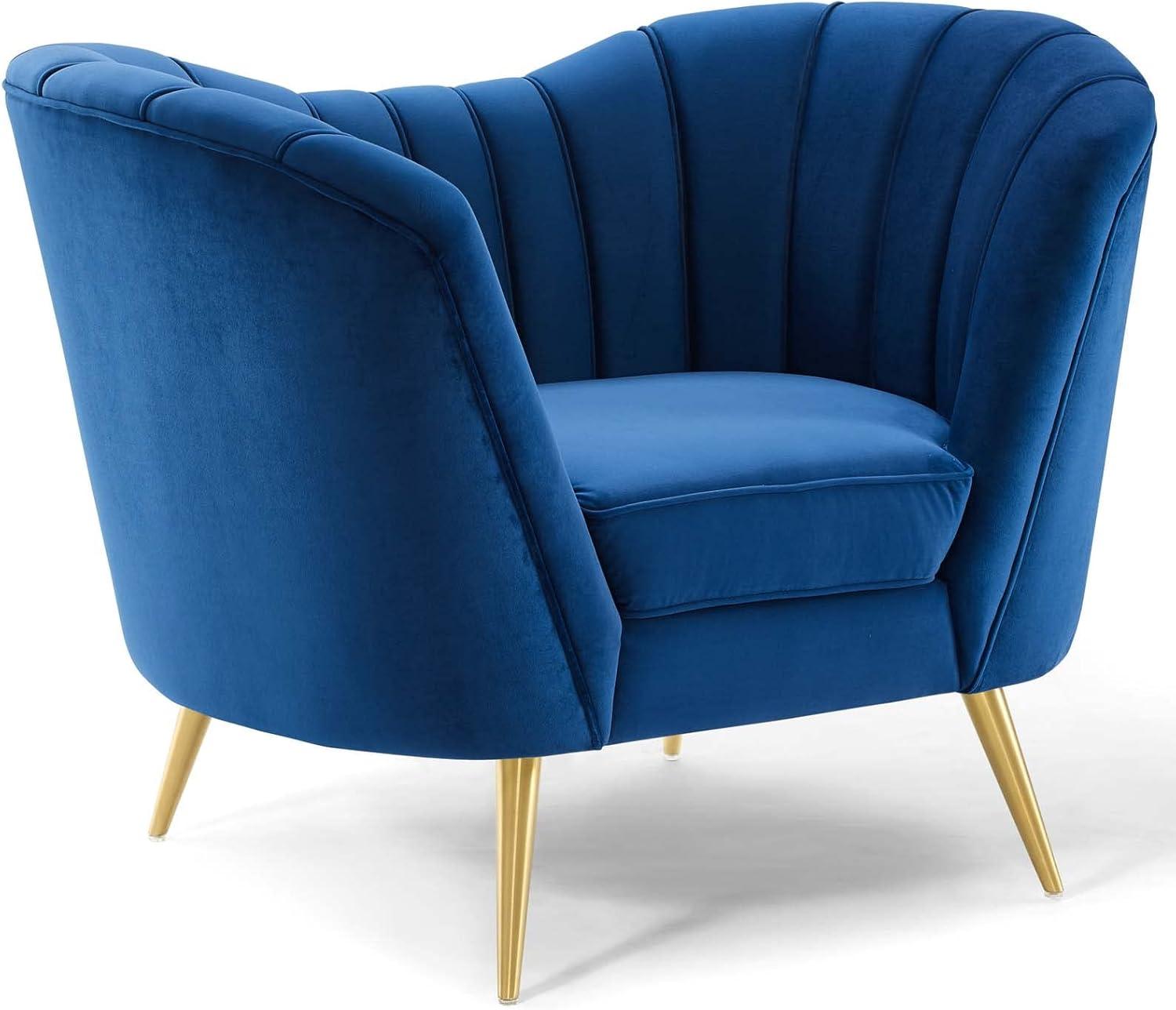 Modway Opportunity Modern Performance Velvet Armchair in Navy Finish