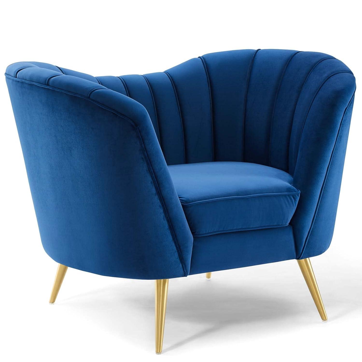 Modway Opportunity Modern Performance Velvet Armchair in Navy Finish