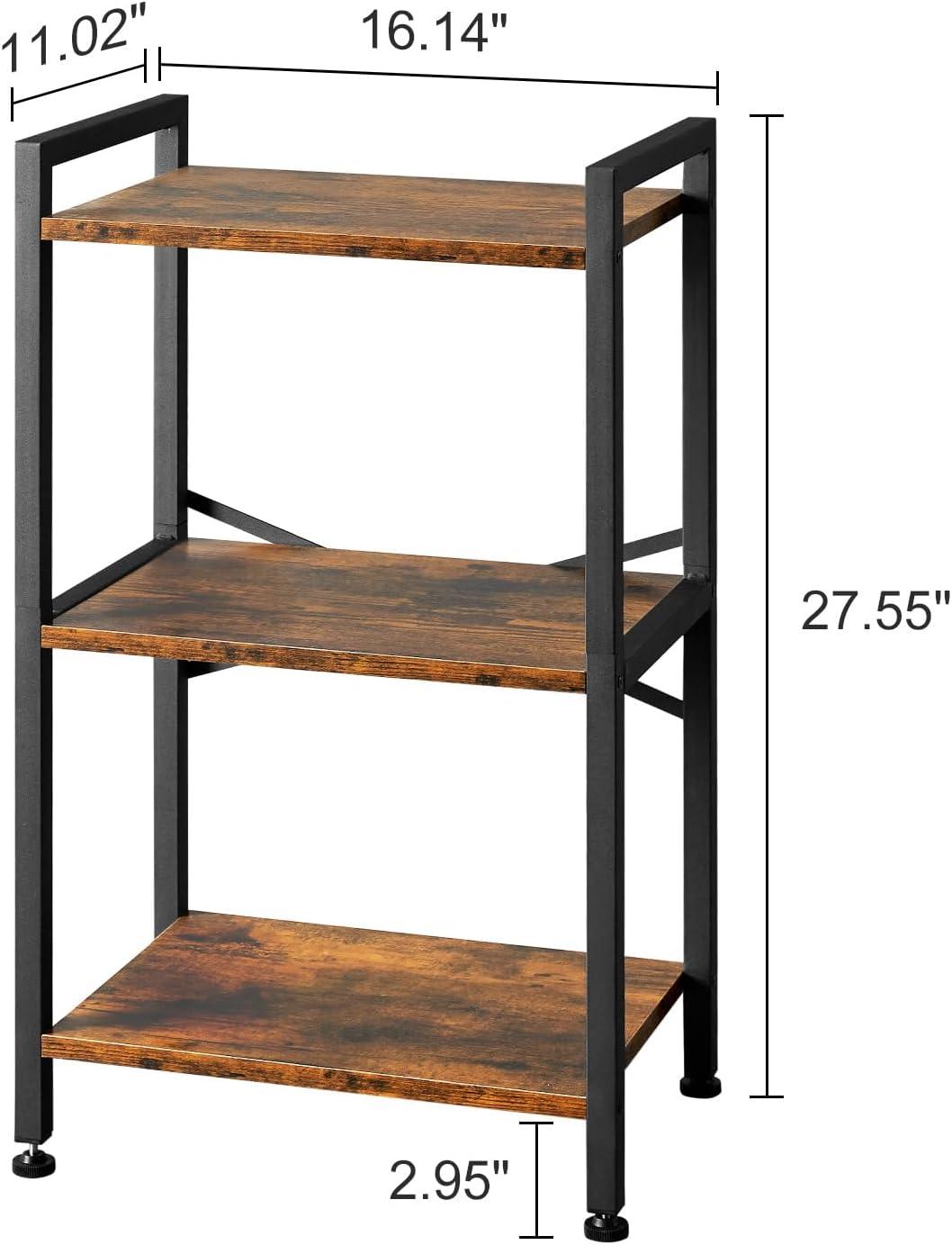 Black and Brown 3-Tier Industrial Engineered Wood Bookshelf